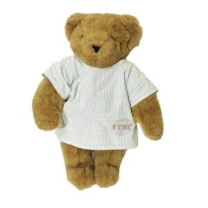 Vermont Teddy Bear Plush 17" Brown Hospital Gown Jointed Get Well Soon Sick
